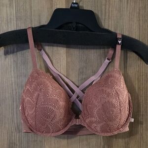 Victoria's Secret Lace Cross-Back Bra in Pink